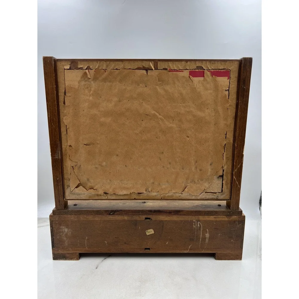 Antique Wood Shaving Mirror Tabletop Vanity Tilting Dresser Mirror 2 Drawers